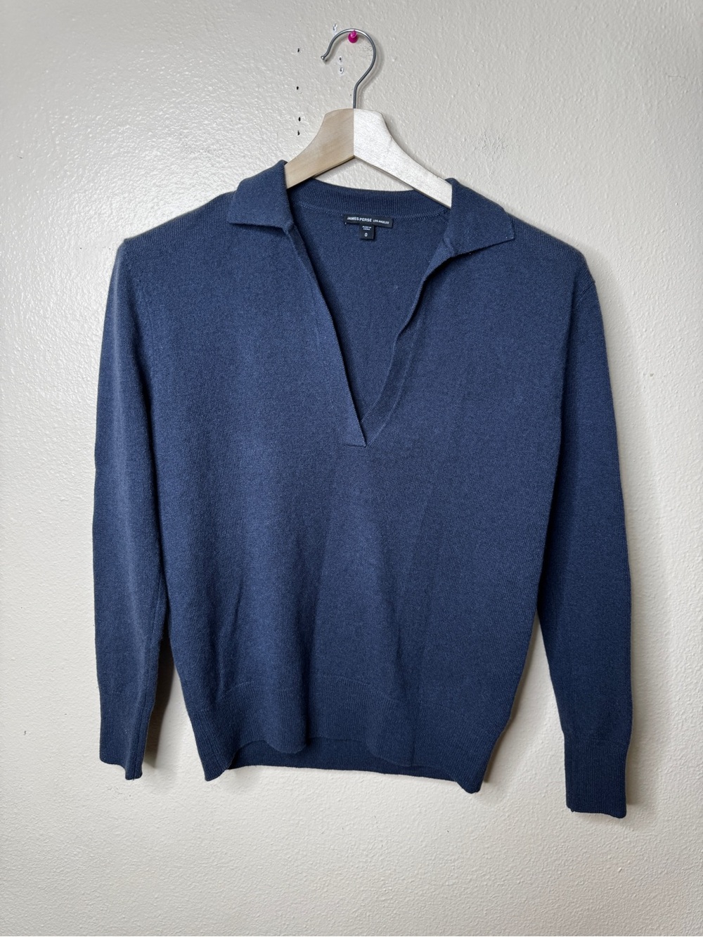 James Perse Sweater Women's Small Grey Cashmere Collared Pullover